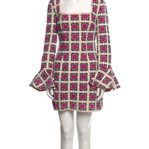 Elliatt Crochet-Style Mini Dress in Cream, Pink & Navy